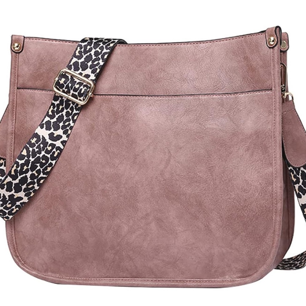 Women Crossbody Shoulder Bags Vegan Leather Hobo Bag Purse with Leopard straps
